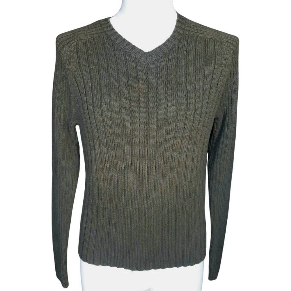 Abercrombie & Fitch SZ M Olive Green Cotton Men's Muscle V-Neck Pullover Sweater